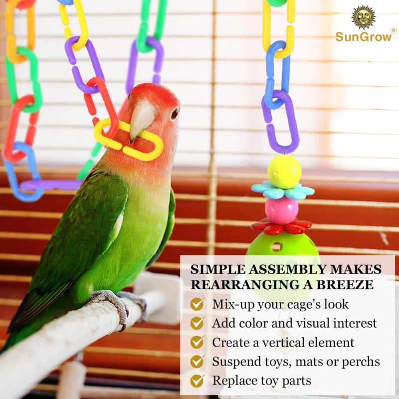 SunGrow Rainbow C-Clips Plastic Chain Links, Bird Swing & Climbing Chain Cage Toy Clips & Hooks, DIY Kids Learning Toys for Classroom, Suitable for Sugar Glider, Rat, Parrot, Bird - Image 5